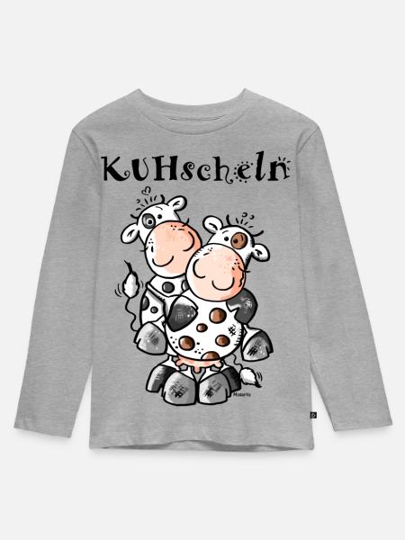 KUHschelnde Kühe - Kuh - Kinder Premium Bio Langarmshirt - Grau meliert