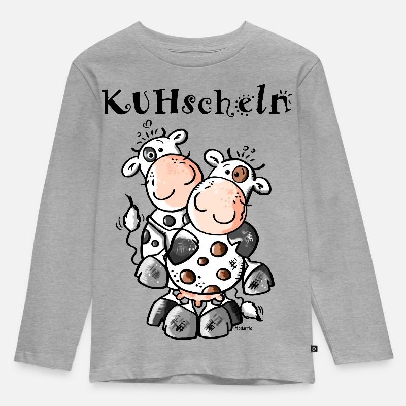 KUHschelnde Kühe - Kuh - Kinder Premium Bio Langarmshirt - Grau meliert