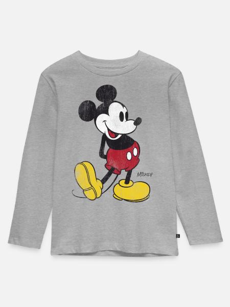 Mickey & Minnie Klassisches Mickey Motiv - Kinder Premium Bio Langarmshirt - Grau meliert