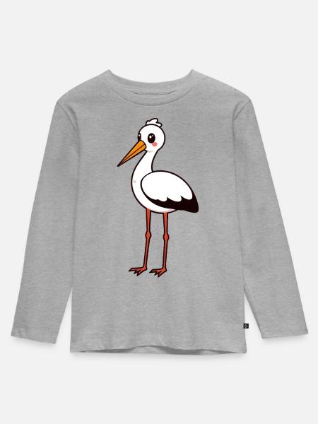 Storch - Kinder Premium Bio Langarmshirt - Grau meliert