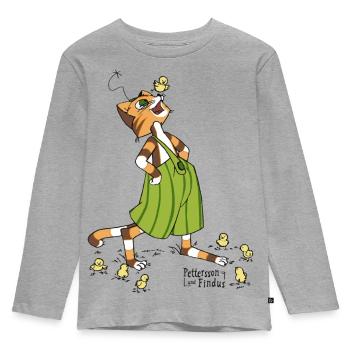 Pettersson Und Findus Spielt Mit Süßen Küken - Kinder Premium Bio Langarmshirt - Grau meliert - Vorne - AI Model Kid Female (0cm)