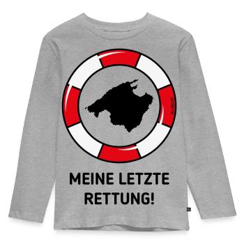 Meine Letzte Rettung! (Mallorca / Urlaub / POS 3C) - Kinder Premium Bio Langarmshirt - Grau meliert - Vorne - AI Model Kid Female (0cm)