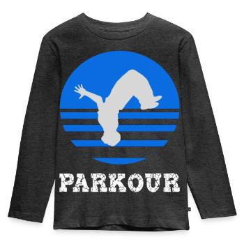 parkour - Kids' Premium Longsleeve Shirt - heather anthracite - Front - AI Model Kid Male (0cm)