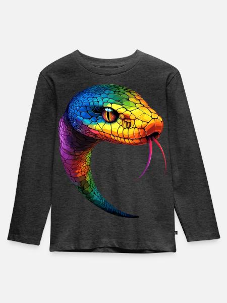 Schlange Python Kobra Mamba Klapperschlange Snake - Kinder Premium Bio Langarmshirt - Anthrazit meliert