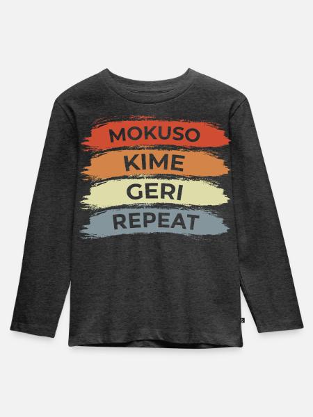 Karate Techniken - Kinder Premium Bio Langarmshirt - Anthrazit meliert