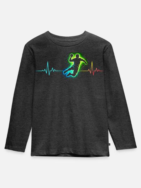 handball herzschlag - Kinder Premium Bio Langarmshirt - Anthrazit meliert