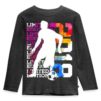 LIMITED EDITION 2018 FUßBALL 8. GEBURTSTAG - Kinder Premium Bio Langarmshirt - Anthrazit meliert - Vorne - AI Model Kid Male (0cm)