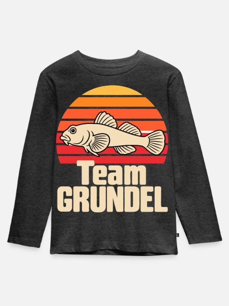 Team Grundel - Kinder Premium Bio Langarmshirt - Anthrazit meliert