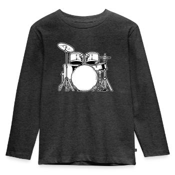 Schlagzeug Schlagzeuger - Kinder Premium Bio Langarmshirt - Anthrazit meliert - Vorne - AI Model Kid Male (0cm)