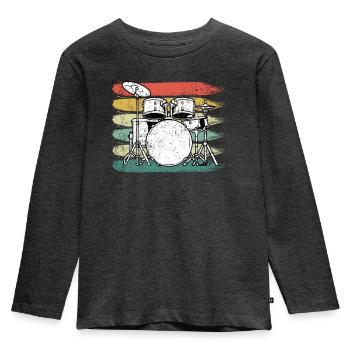 Schlagzeuger Schlagzeug - Kinder Premium Bio Langarmshirt - Anthrazit meliert - Vorne - AI Model Kid Male (0cm)