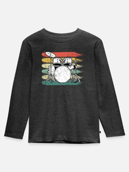 Schlagzeuger Schlagzeug - Kinder Premium Bio Langarmshirt - Anthrazit meliert