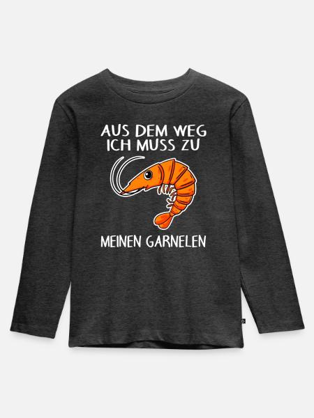 Garnele Garnelen Schrimp Meerestiere - Kinder Premium Bio Langarmshirt - Anthrazit meliert