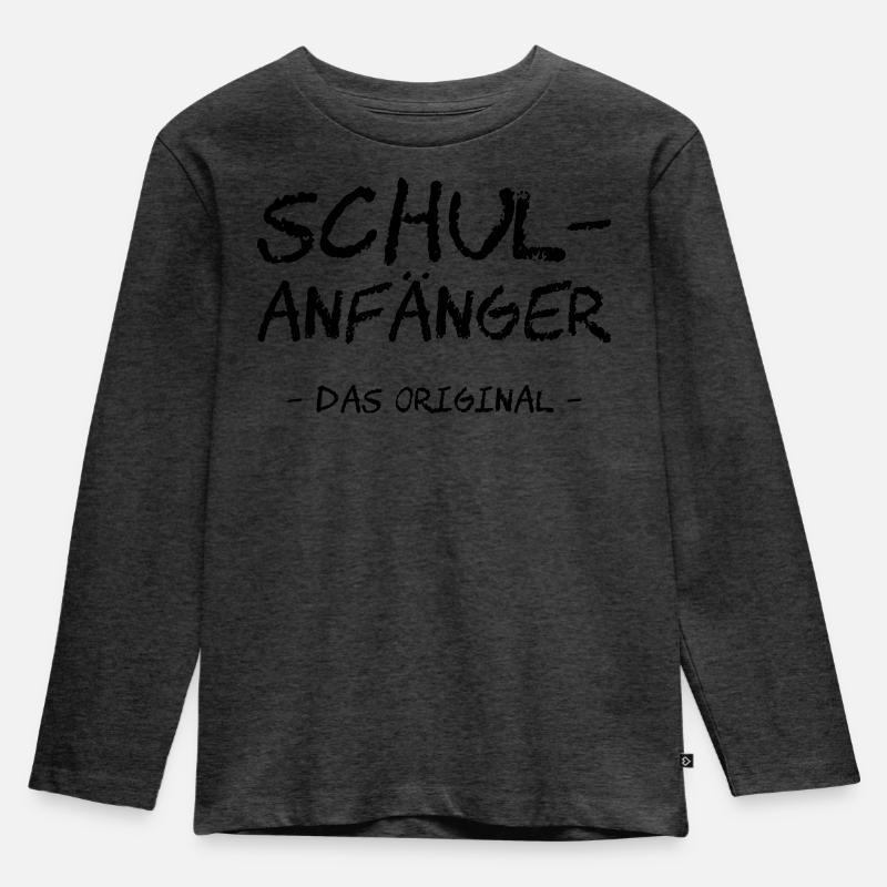 Schulanfänger. Das Original - Kinder Premium Bio Langarmshirt - Anthrazit meliert