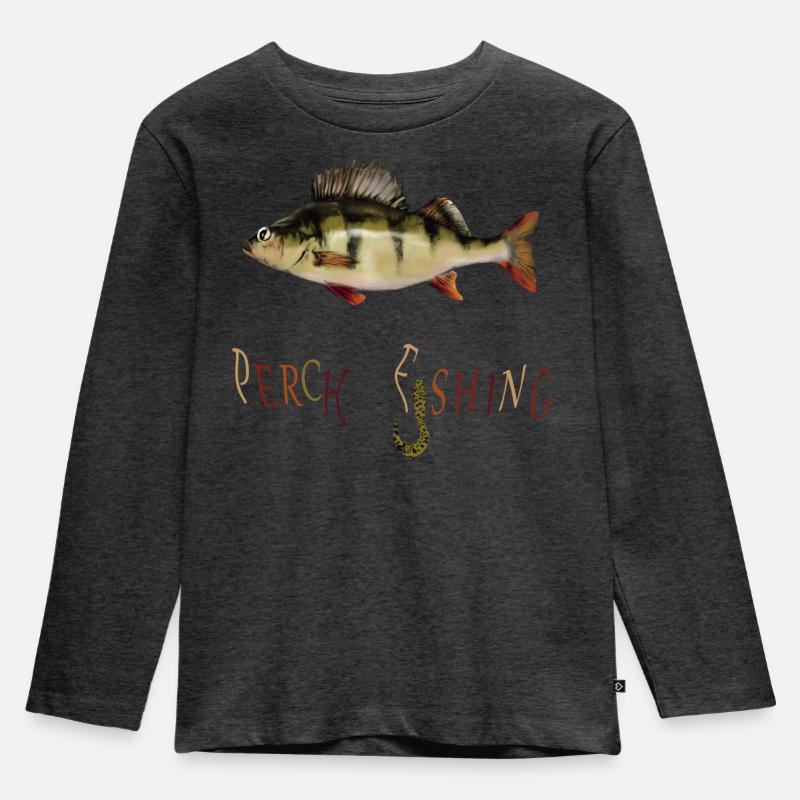 Barsch Angler - Kinder Premium Bio Langarmshirt - Anthrazit meliert