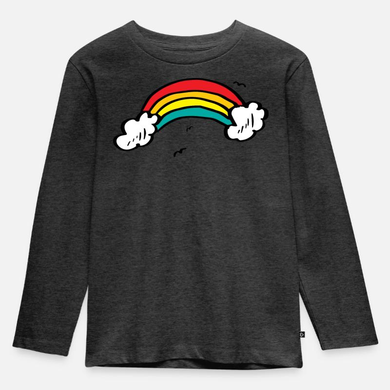 Lebendiger Regenbogenbogen - Kinder Premium Bio Langarmshirt - Anthrazit meliert