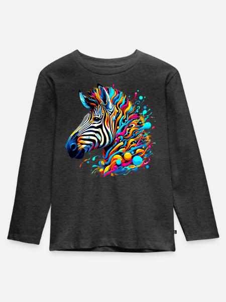 Zebra - Kinder Premium Bio Langarmshirt - Anthrazit meliert