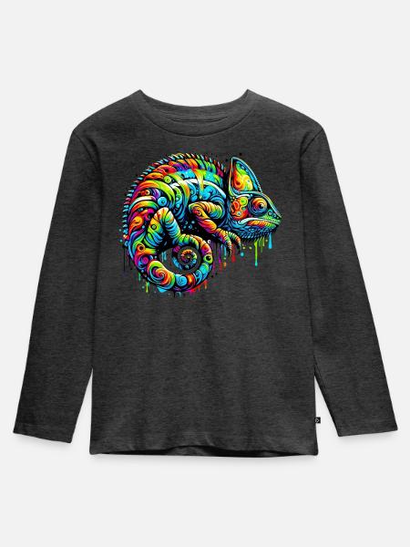 Chamäleon - Kinder Premium Bio Langarmshirt - Anthrazit meliert