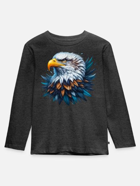 Adler - Kinder Premium Bio Langarmshirt - Anthrazit meliert