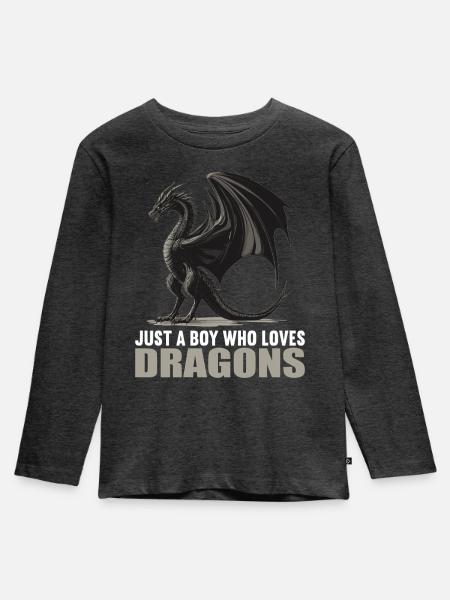 Drachen Drache - Kinder Premium Bio Langarmshirt - Anthrazit meliert