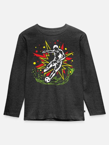 Kicker im ComicBeat - Kinder Premium Bio Langarmshirt - Anthrazit meliert