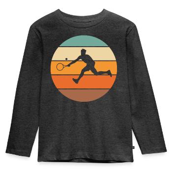 Tennis - Kinder Premium Bio Langarmshirt - Anthrazit meliert - Vorne - AI Model Kid Male (0cm)