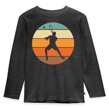 Tennis - Kinder Premium Bio Langarmshirt - Anthrazit meliert - Vorne - AI Model Kid Male (0cm)