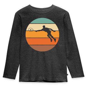 Tennis - Kinder Premium Bio Langarmshirt - Anthrazit meliert - Vorne - AI Model Kid Male (0cm)
