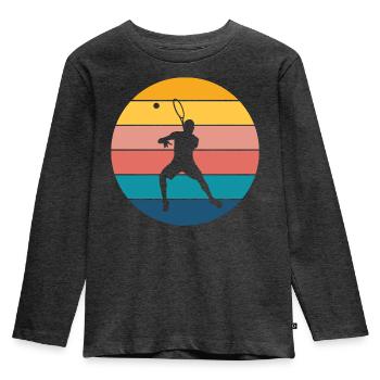Tennis - Kinder Premium Bio Langarmshirt - Anthrazit meliert - Vorne - AI Model Kid Male (0cm)