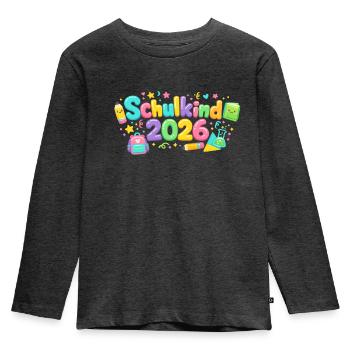 Don d’inscription scolaire 2026 - T-shirt manches longues Premium Enfant - anthracite chiné - Devant - AI Model Kid Male (0cm)
