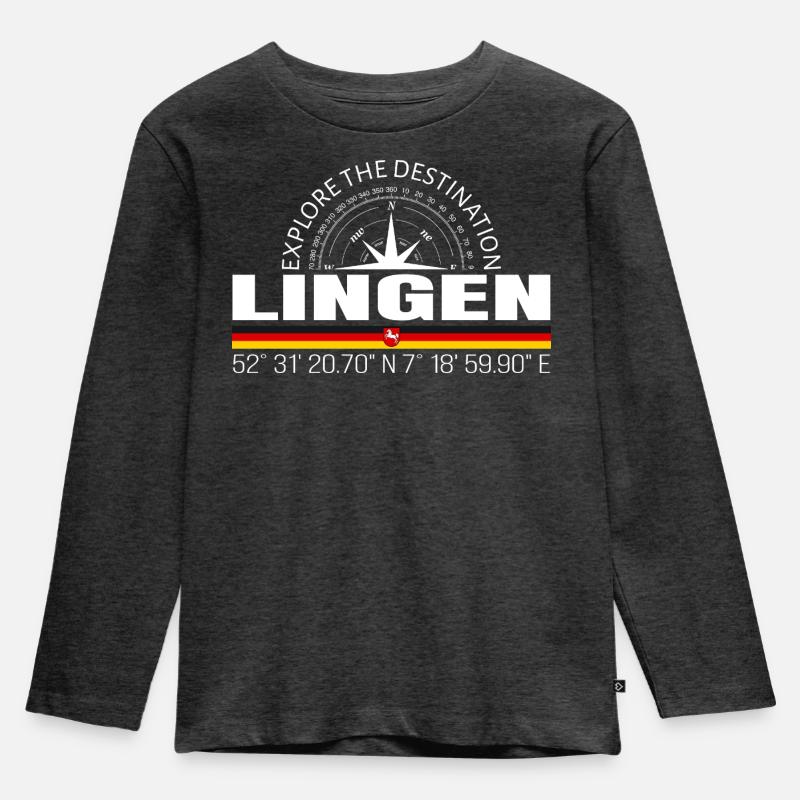 Lingen - Kinder Premium Bio Langarmshirt - Anthrazit meliert
