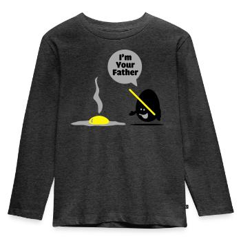 egg vader - Kinder Premium Bio Langarmshirt - Anthrazit meliert - Vorne - AI Model Kid Male (0cm)