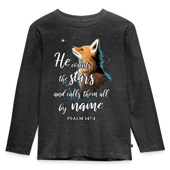 Verset de la Bible Motif religieux chrétien - T-shirt manches longues Premium Enfant - anthracite chiné - Devant - AI Model Kid Male (0cm)