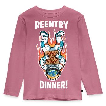 Astronaut Pizza Humor Space Reentry - Kids' Premium Longsleeve Shirt - mauve - Front - AI Model Kid Female (0cm)