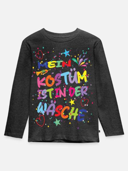 Mein Kostüm ist in der Wäsche Karneval Fasching - Kinder Premium Bio Langarmshirt - Anthrazit meliert