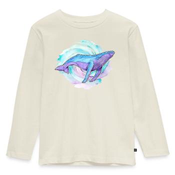 Buckelwal Aquarell - Kinder Premium Bio Langarmshirt - Naturweiß - Vorne - AI Model Kid Female (0cm)