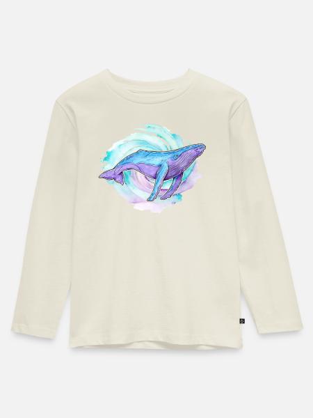 Buckelwal Aquarell - Kinder Premium Bio Langarmshirt - Naturweiß