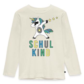Schulkind Einhorn Sterne Einschulung Schule Klasse - Kinder Premium Bio Langarmshirt - Naturweiß - Vorne - AI Model Kid Female (0cm)