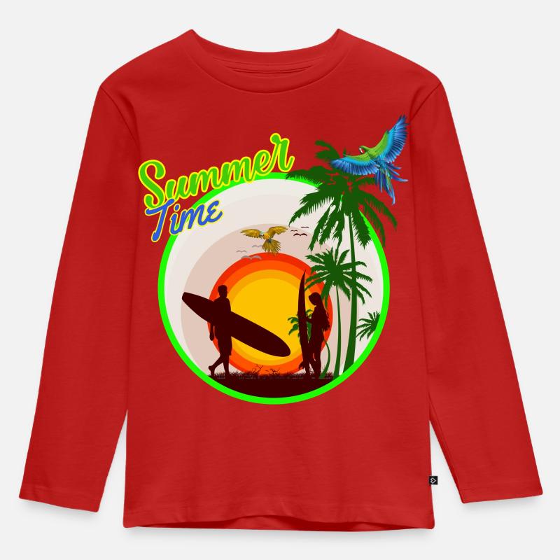 Sommerzeit - Kinder Premium Bio Langarmshirt - Rot