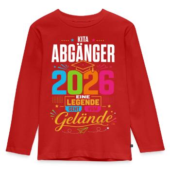 Kita Abgänger 2026 – Farbenfrohe Legende - Kinder Premium Bio Langarmshirt - Rot - Vorne - AI Model Kid Female (0cm)