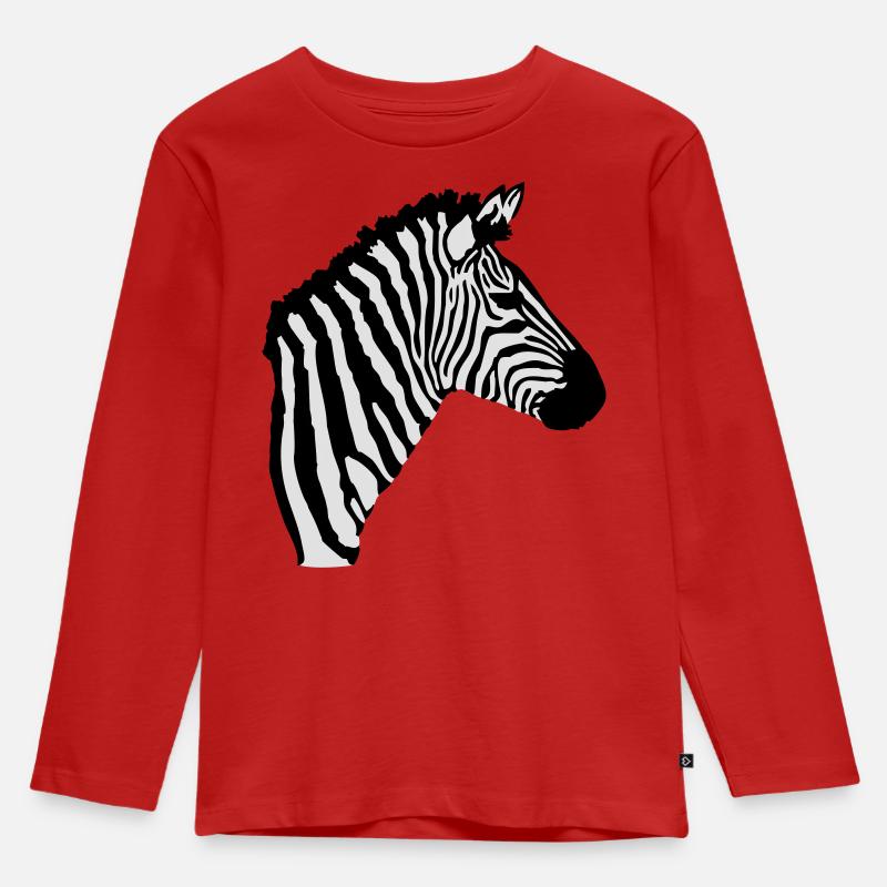Zebra Kopf - Kinder Premium Bio Langarmshirt - Rot