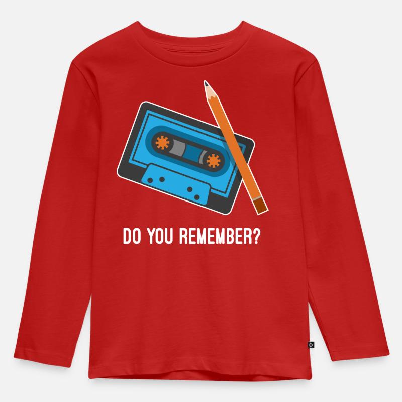 Do you remember? Kassette und Bleistift Fun Design - Kinder Premium Bio Langarmshirt - Rot