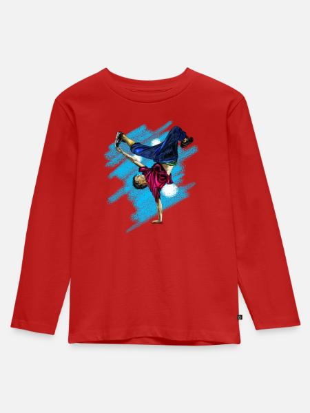 Dynamischer Streetdance Akrobatik-Design - Kinder Premium Bio Langarmshirt - Rot