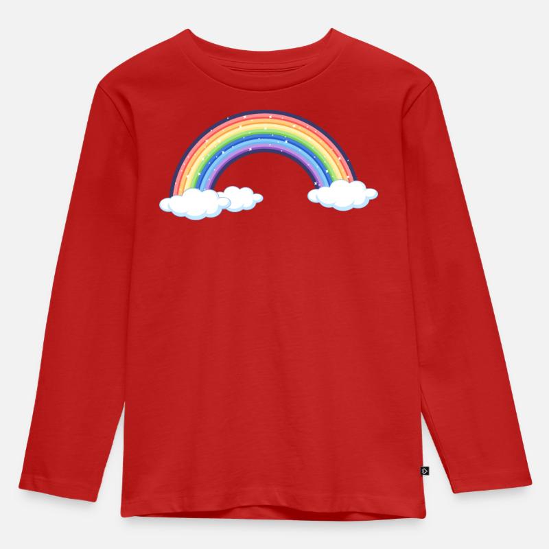 Vibrant Rainbow Over Clouds - Kids' Premium Longsleeve Shirt - red