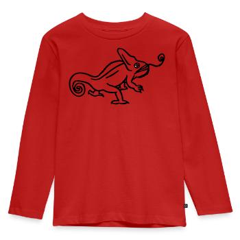 Chamäleon - Kinder Premium Bio Langarmshirt - Rot - Vorne - AI Model Kid Female (0cm)