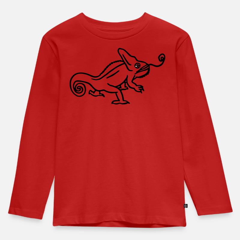 Chamäleon - Kinder Premium Bio Langarmshirt - Rot