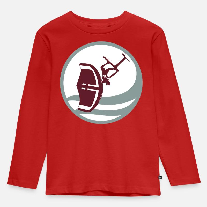 Wingfoil Action Silhouette - Kinder Premium Bio Langarmshirt - Rot