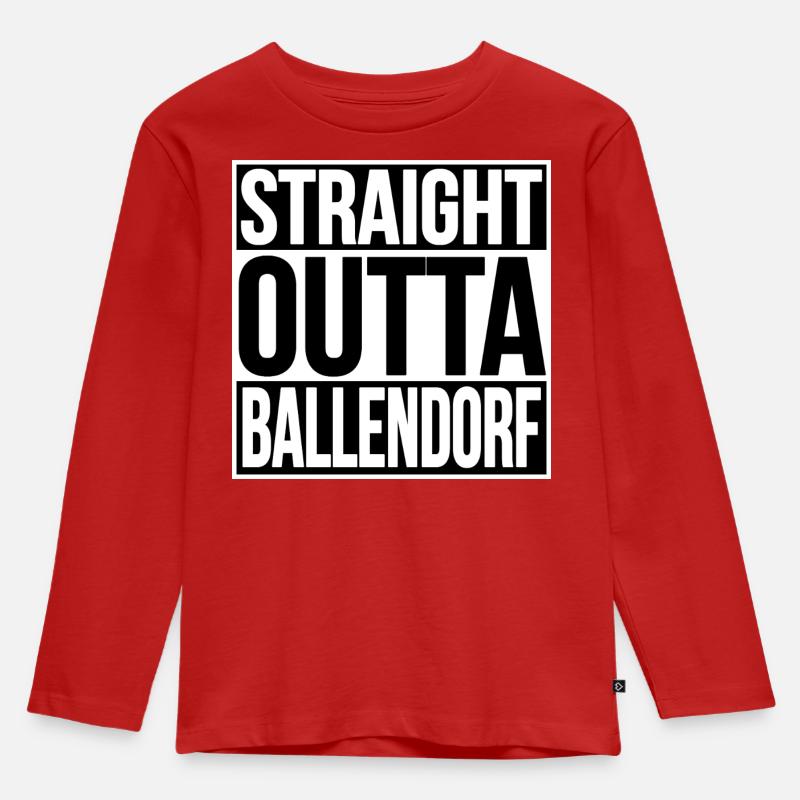 Straight Outta Ballendorf - Kinder Premium Bio Langarmshirt - Rot