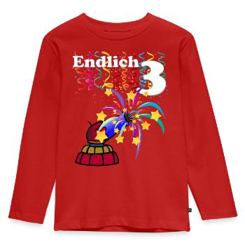 Finally 3 - 3rd Birthday with Confetti - Kids' Premium Longsleeve Shirt - red - Front - AI Model Kid Female (0cm)