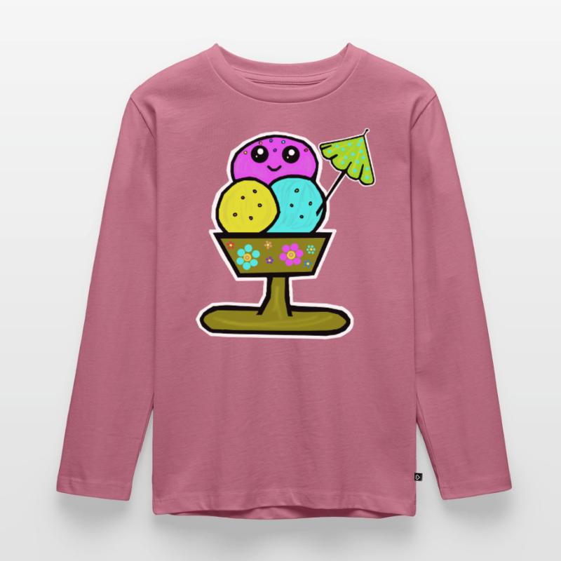 Bunter Eisbecher Eiscreme Eiskreme Eis Kinder Premium Bio Langarmshirt