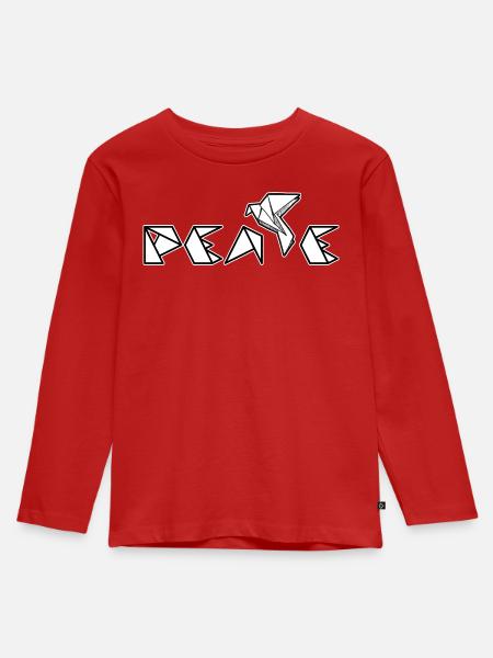 peace - Kinder Premium Bio Langarmshirt - Rot